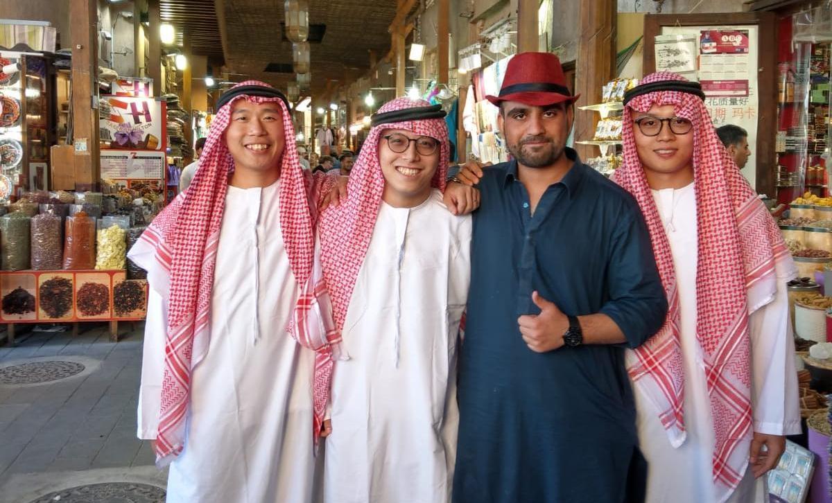 During the trip, Jarvis (second from left) visited different places and experienced the exotic culture